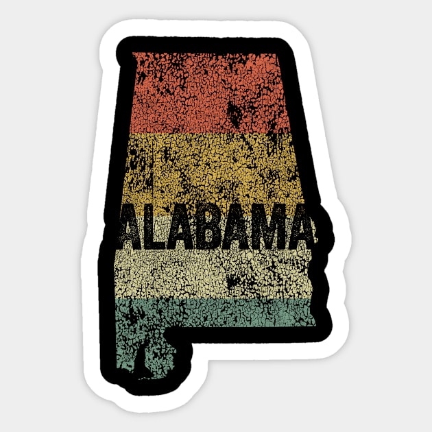 Alabama Map Distressed Vintage Retro Sunset Mondrian Sticker by Hashtagified